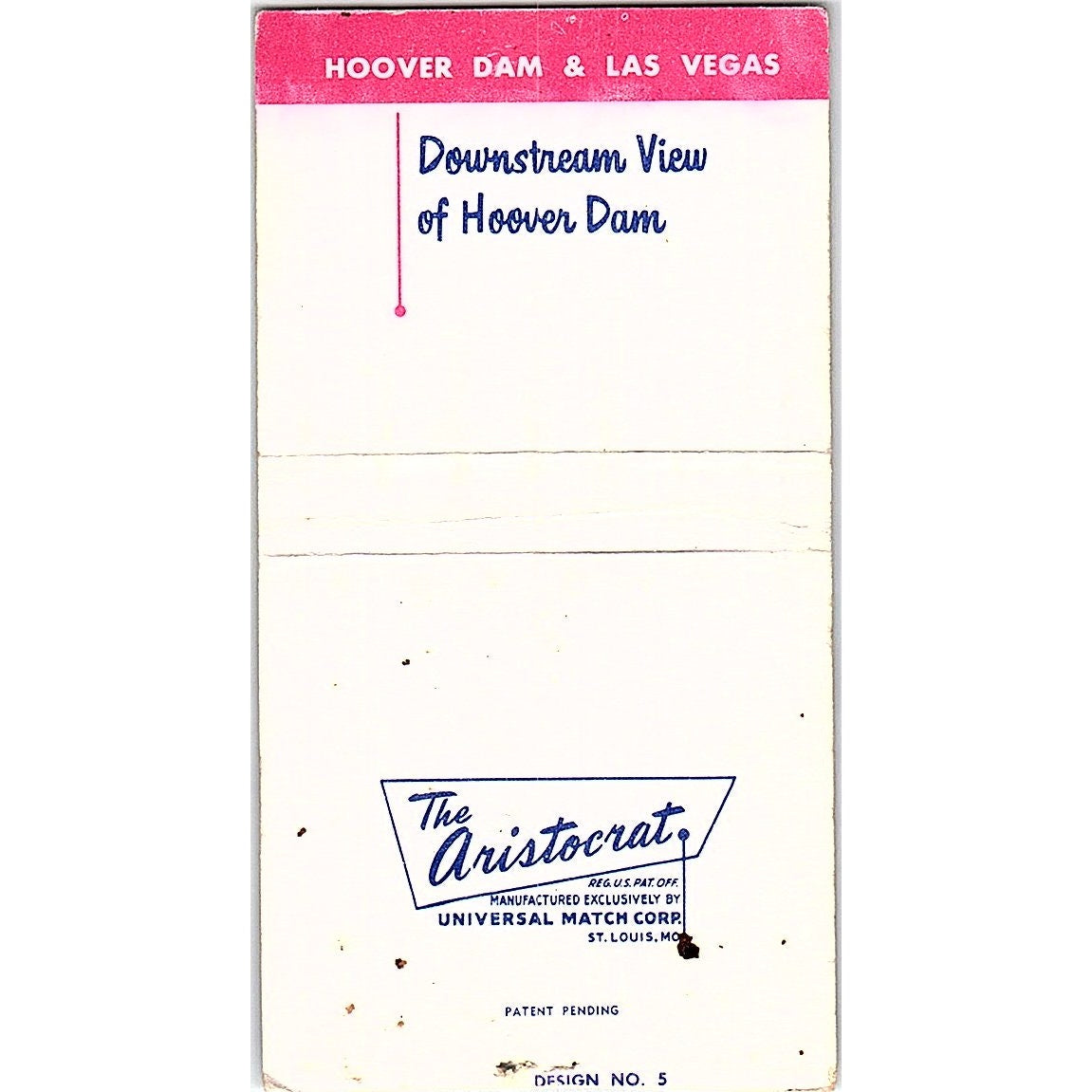 Hoover Dam & Las Vegas Union Pacific Railroad Vintage Matchbook Cover SC7-Y3