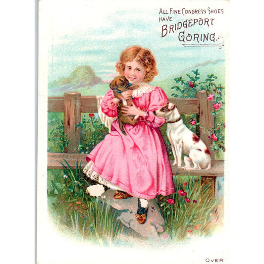 Bridgeport Elastic Web Co. CT E. Sterling Puppies c1880 Victorian Trade Card AE2