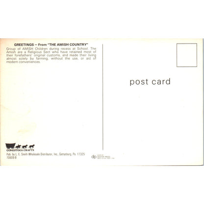 Amish Children During Recess at School Pennsylvania Dutch Country Postcard PD8