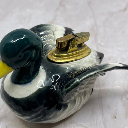 Vintage Mallard Duck Porcelain and Brass Table Lighter TL30