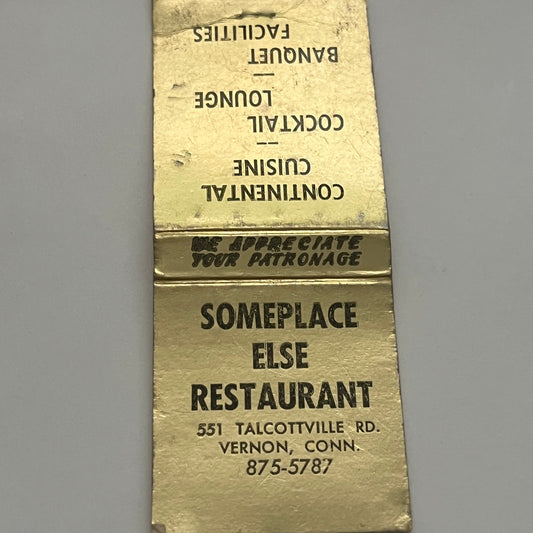 Someplace Else Restaurant Vernon CT Vintage Matchbook Cover TB8-MB2-1
