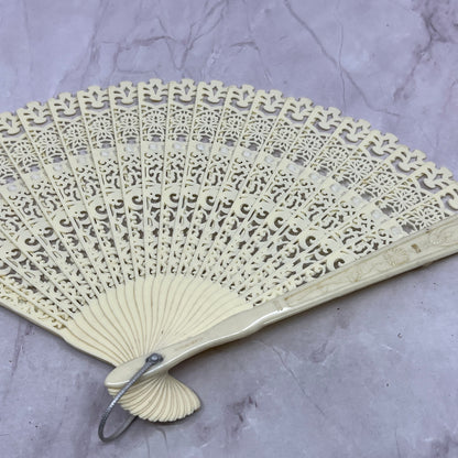 Vintage Folding Hand Fan Ornate Celluloid Hong Kong SC1