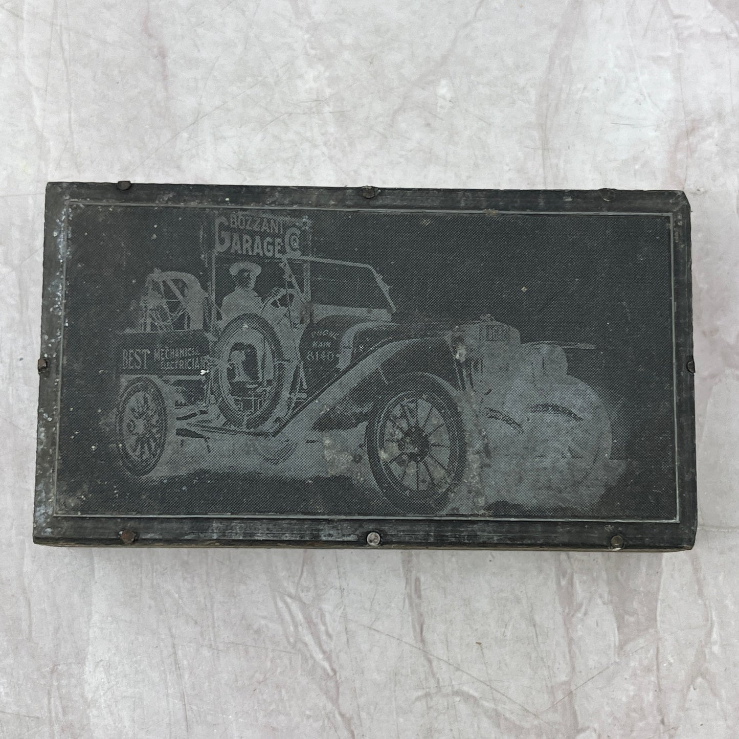 Bozzani Motors Garage Covina California Vtg Letterpress Printers Block Plate SB8