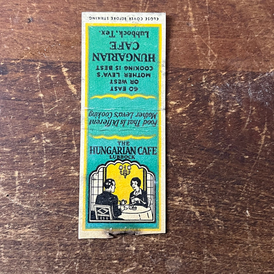 Mother Leva's Hungarian Cafe Lubbock TX Vintage Miniature Matchbook Cover ML1-8