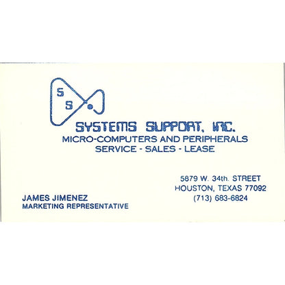 James Jimenez Systems Support Inc Houston TX Vintage Business Card SD9-B2