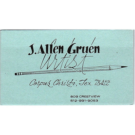 J. Allen Gruen Artist Corpus Christi TX Vintage Business Card SE3-B11