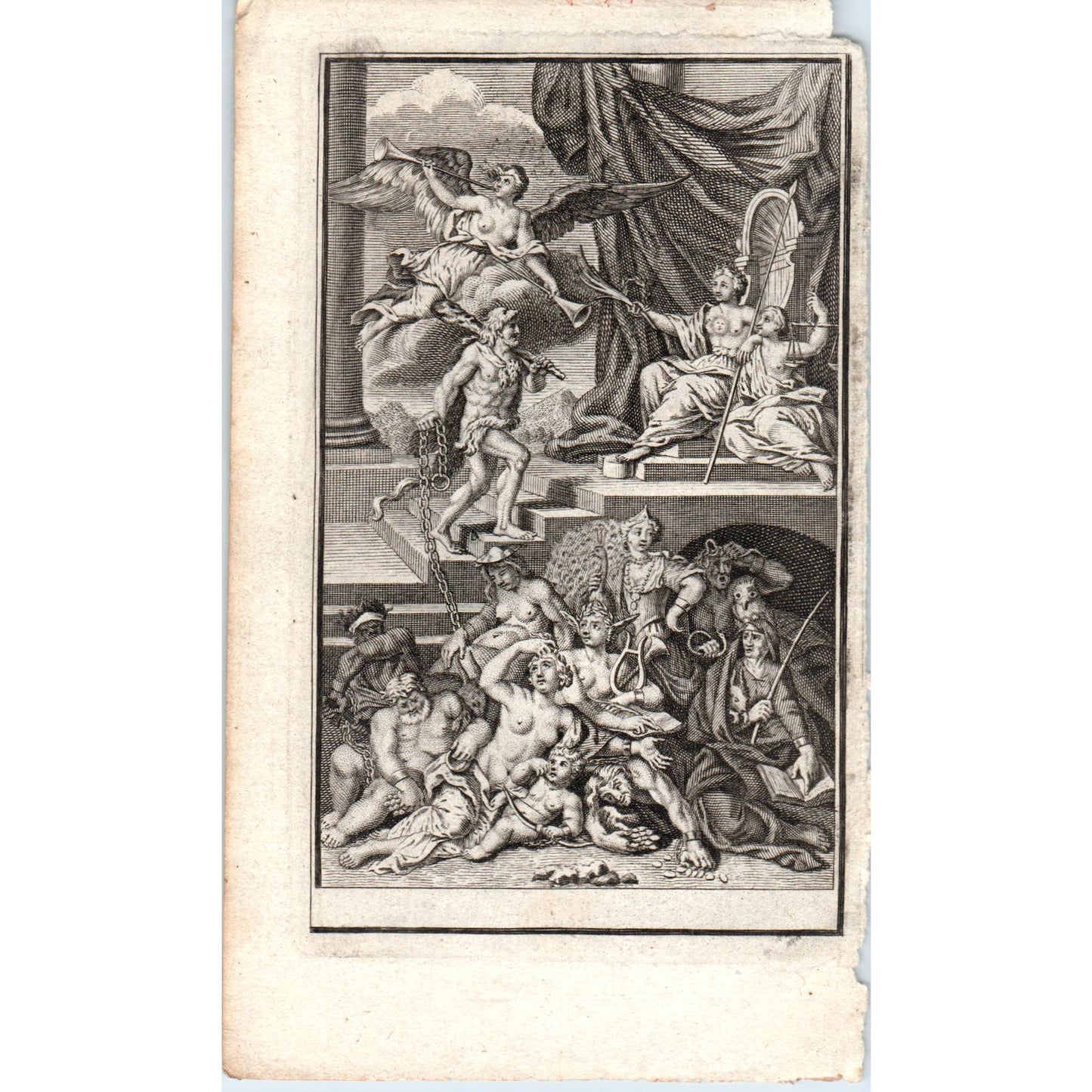 c1780 Original French Engraving Hercules Seven Deadly Sins Personified AE5-FE