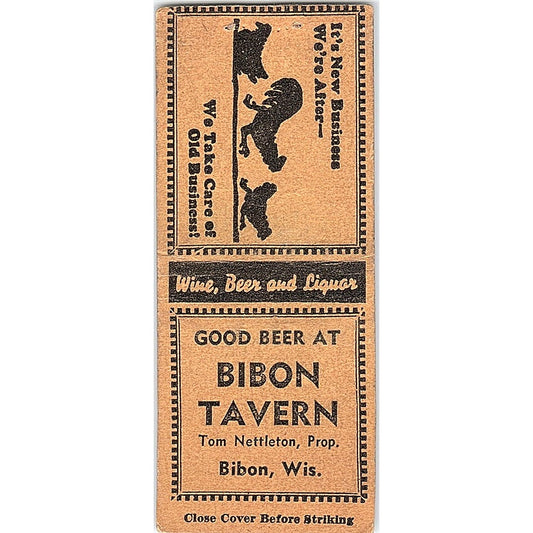 Bibon Tavern Tom Nettleton Bibon WI Vintage Matchbook Cover SC7-Y9