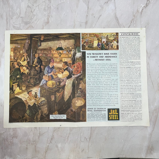 Vintage Double Page Magazine Ad J&L Steel Corporation Pittsburgh PA TI8-S7