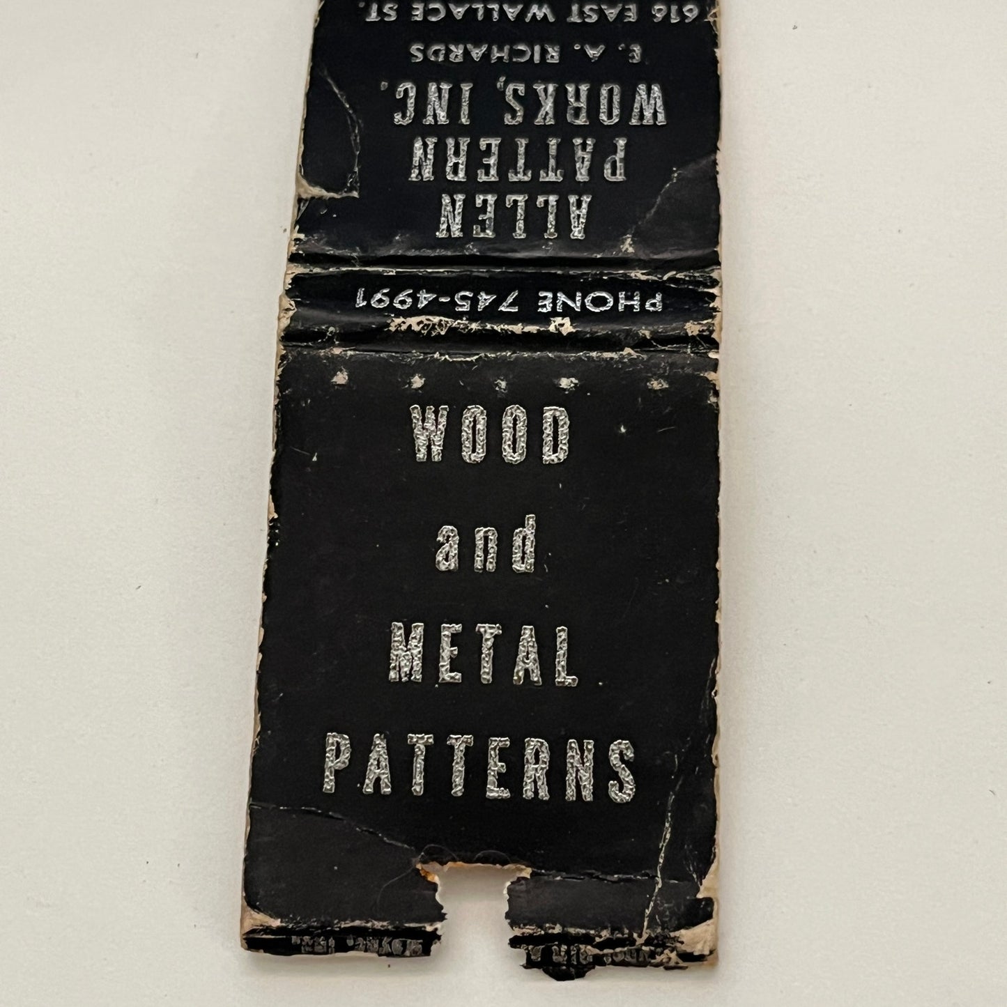 Allen Pattern Works Inc E.A. Richards Fort Wayne IN Vintage Matchbook TB6-MB2-14