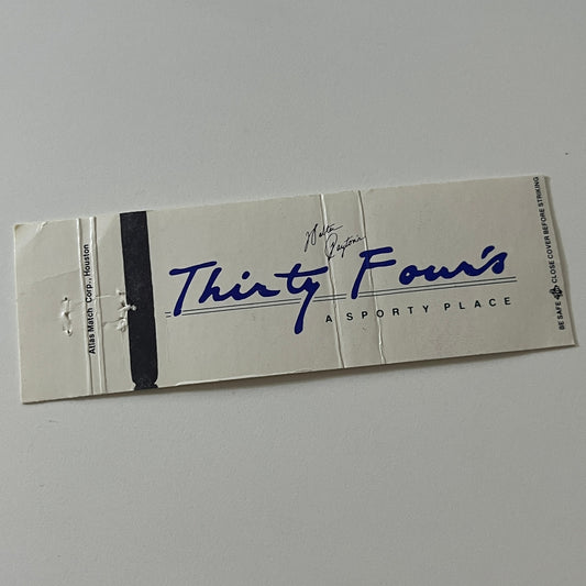Walter Payton's Thirty Four's Restaurant Chicago Vintage Matchbook MB59-4