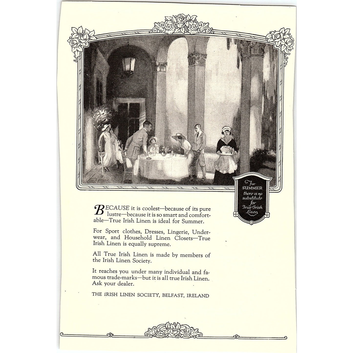 The Irish Linen Society Belfast Ireland c1920 Ad AF8-10