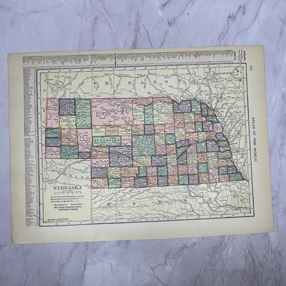 Map of Kansas, Nebraska Double Sided 1910 Print V14-7