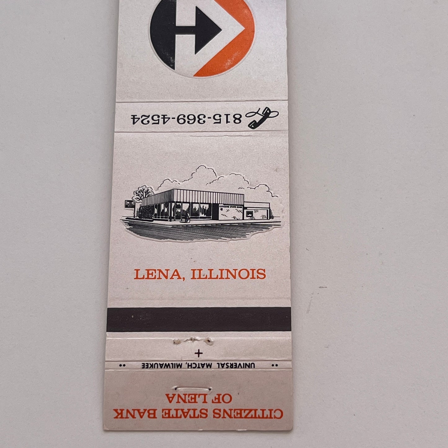 Citizens State Bank of Lena Illinois Vintage Matchbook Cover TB6-MB2-3