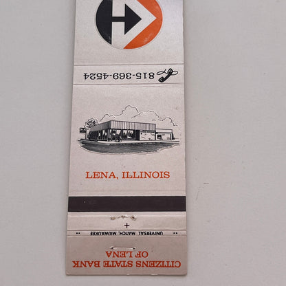 Citizens State Bank of Lena Illinois Vintage Matchbook Cover TB6-MB2-3