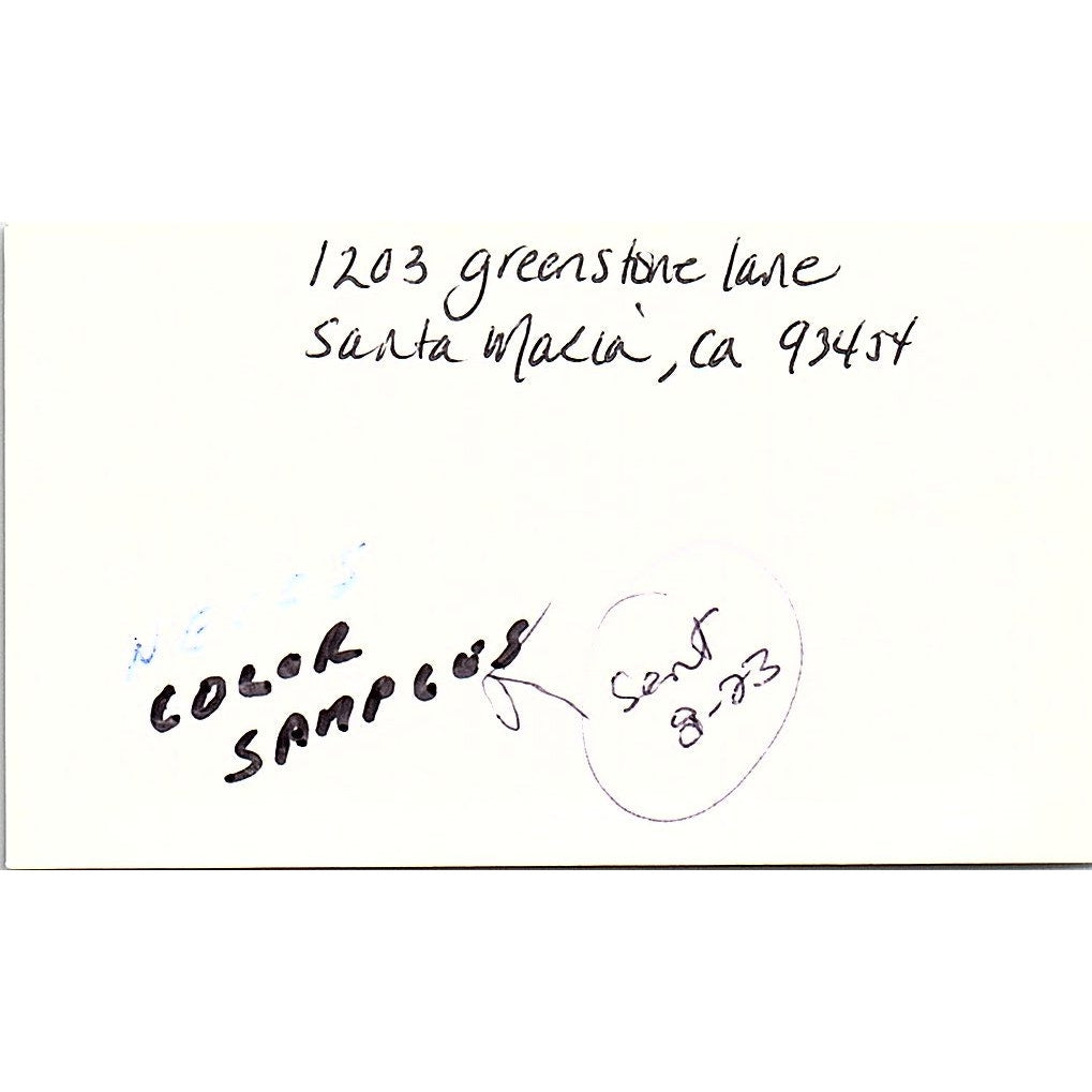 Lauren Johnston Jangle Santa Maria CA Vintage Business Card SC9-B11