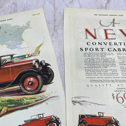 Chevrolet Sport Cabriolet Convertible 2 Pages 1928 Original Advertisement FL6-8