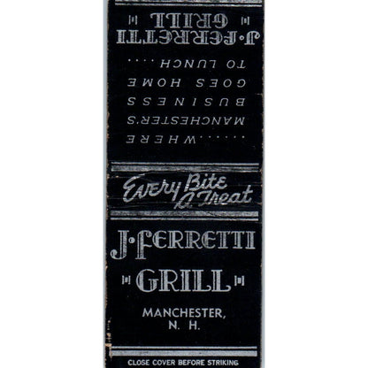J. Ferretti Grill Manchester NH Vintage Matchbook Cover SD4-Y16