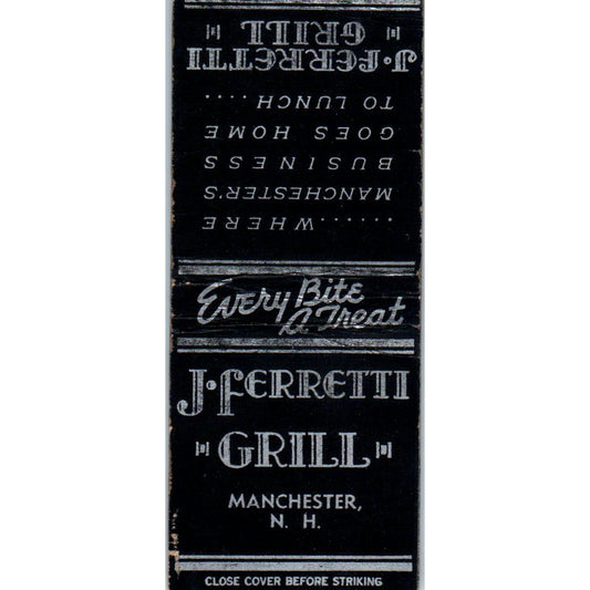 J. Ferretti Grill Manchester NH Vintage Matchbook Cover SD4-Y16