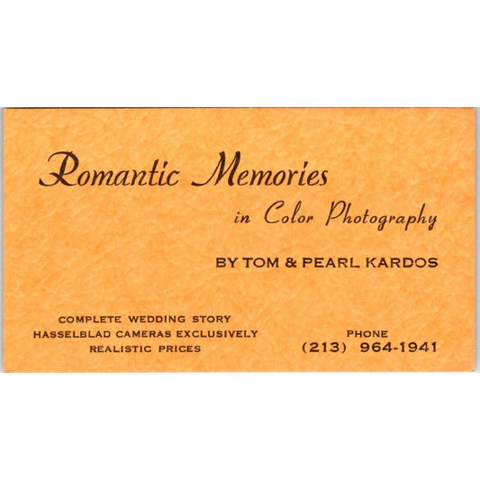Romantic Memories Photography Tom Pearl Kardos Los Angeles Business Card SD8-B17