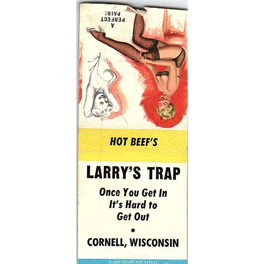 Larry's Trap Cornell WI Pinup Vintage Matchbook Cover SC7-Y5