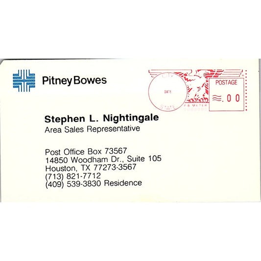 Stephen L Nightingale Pitney Bowes Houston Vintage Business Card SC9-B5