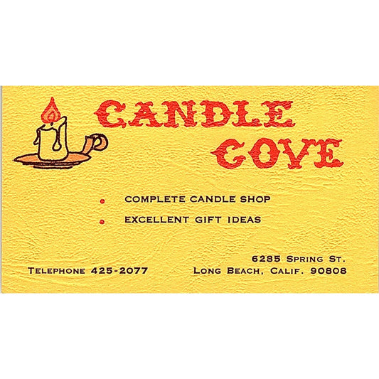 Candle Cove Candle Shop Gift Ideas Long Beach Calif Vintage Business Card SF3-B3
