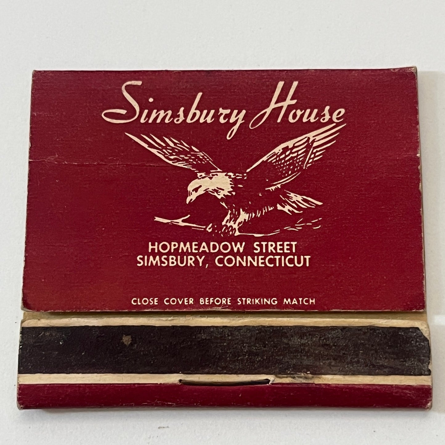 Simsbury House Hopmeadow Street Simsbury CT Vintage Matchbook Cover TB6-MB1-4