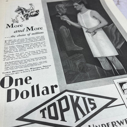One Dollar Topkis Athletic Underwear 1928 Original Magazine Advertisement FL6-8
