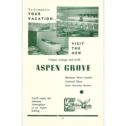 Aspen Grove Restaurant Elkhorn Lodge 1957 Estes Park CO Ad AG4-1