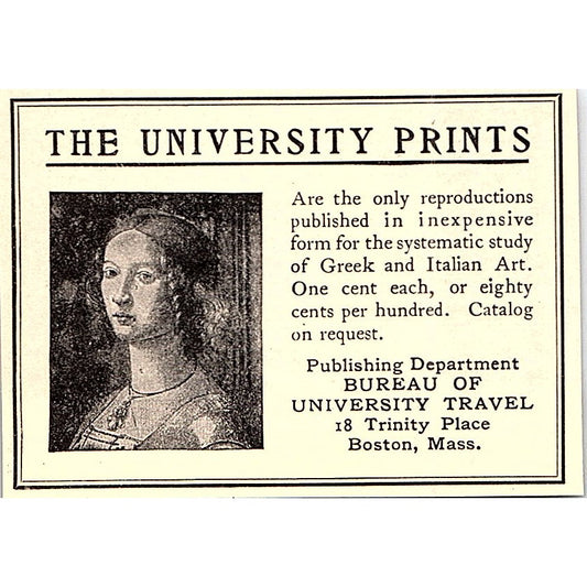The University Prints Bureau of University Travel Boston MA - 1908 Ad AF4-3