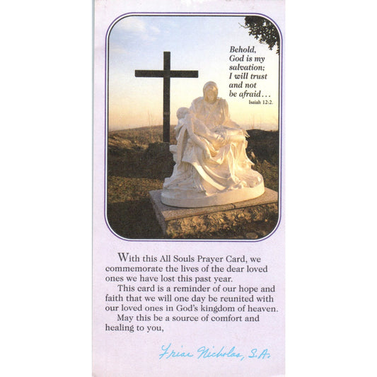 All Souls Friar Nicholas Franciscan Friars Vintage Catholic Prayer Card TH2-PC1