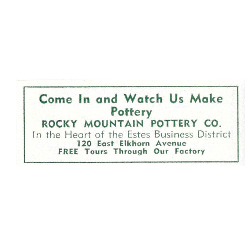 Rocky Mountain Pottery Co 120 East Elkhorn 1957 Estes Park CO Ad AG4-S11