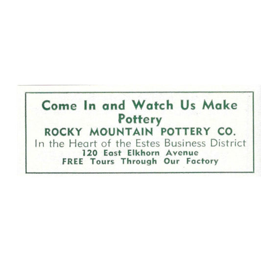 Rocky Mountain Pottery Co 120 East Elkhorn 1957 Estes Park CO Ad AG4-S11