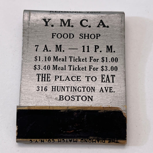 YMCA Food Shop 316 Huntington Ave Boston Vintage Matchbook Cover TB8-MB3-3