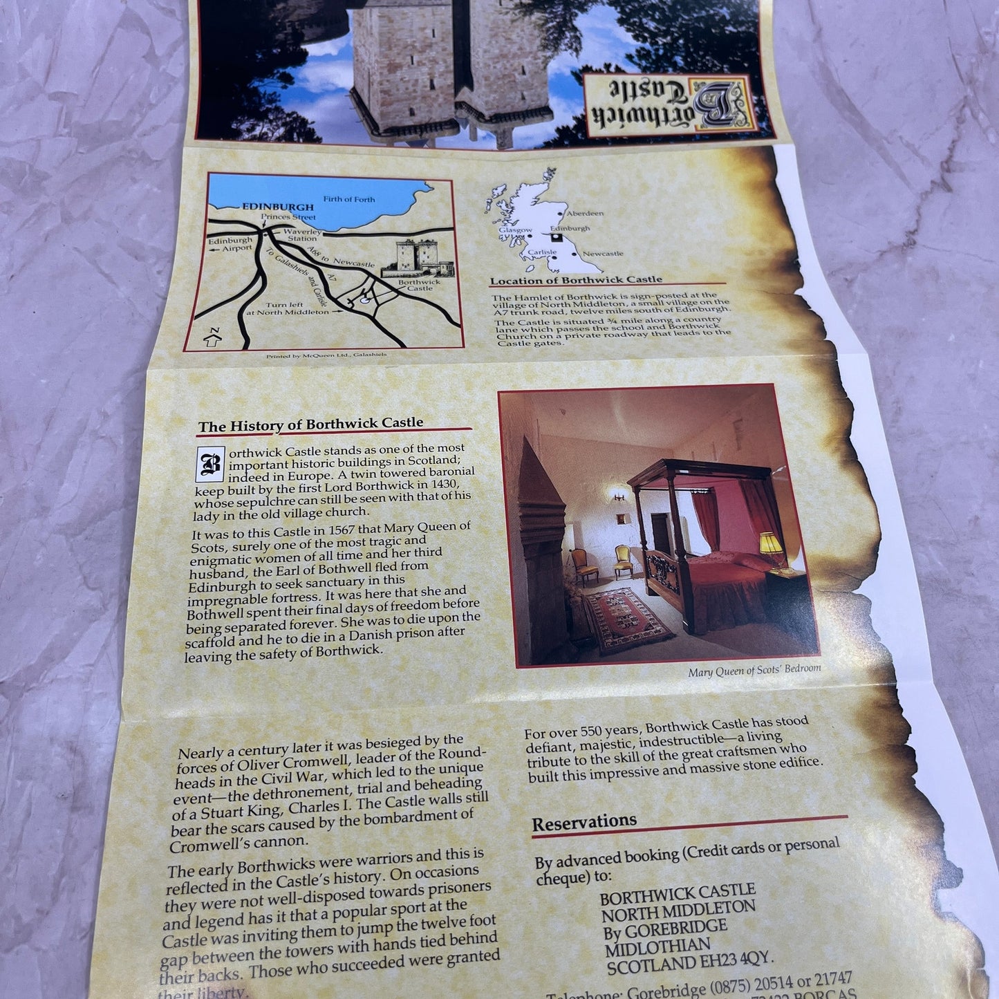 Vintage Borthwick Castle Travel Pamphlet North Middleton Edinburgh TJ5-E1