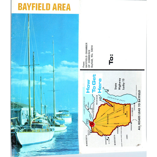 Vintage Bayfield WI Fold Out Map and Travel Brochure H5-5