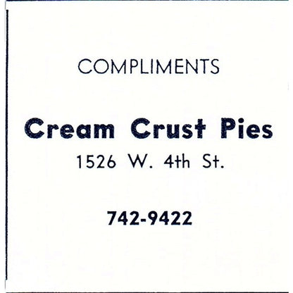 Cream Crust Pies 1526 W. 4th St. Fort Wayne Indiana 1964 Ad AG1-S11