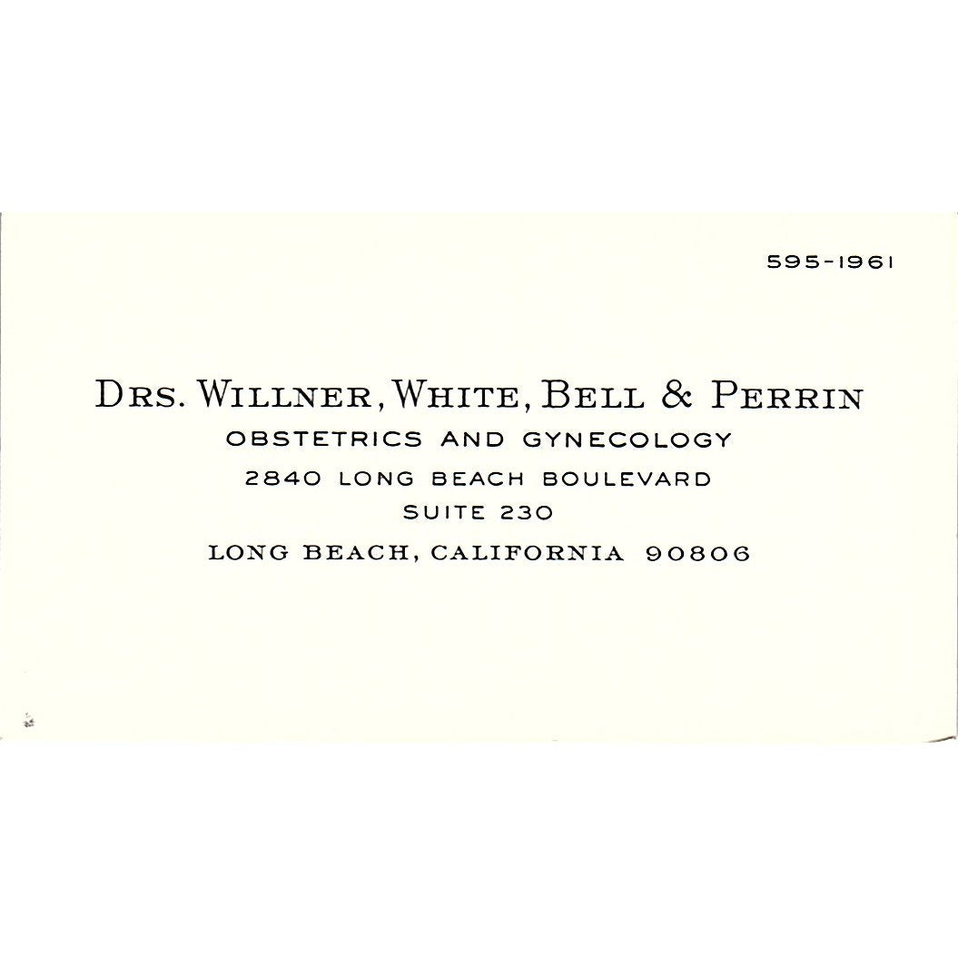 Obstetrics and Gynecology Willner White Bell Long Beach CA Business Card SF3-B9