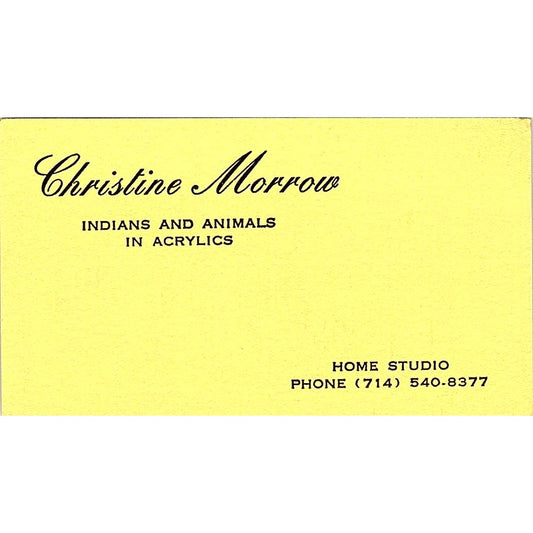 Christine Morrow Indians & Animals Acrylics Anaheim CA Vtg Business Card SE3-B11