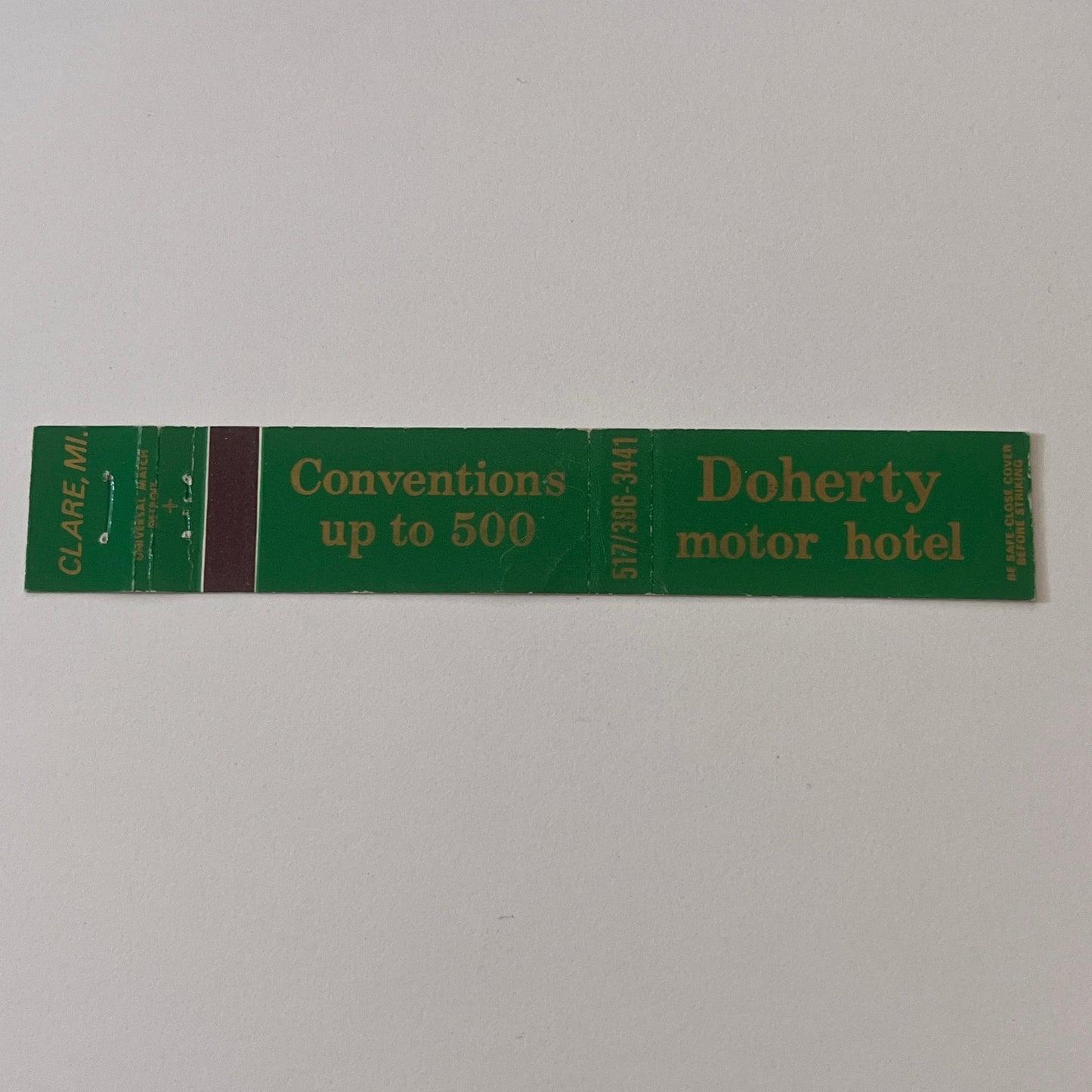 Doherty Motor Hotel Clare MI Vintage Matchbook TB6-MB2-9