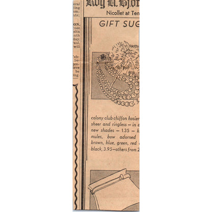 Menzels Cold Storage Nicollet 2x5" 1935 Minneapolis Journal Advertisement AE7-N1