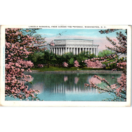 1933 Lincoln Memorial From Across the Potomac Washington DC Vintage Postcard PE1