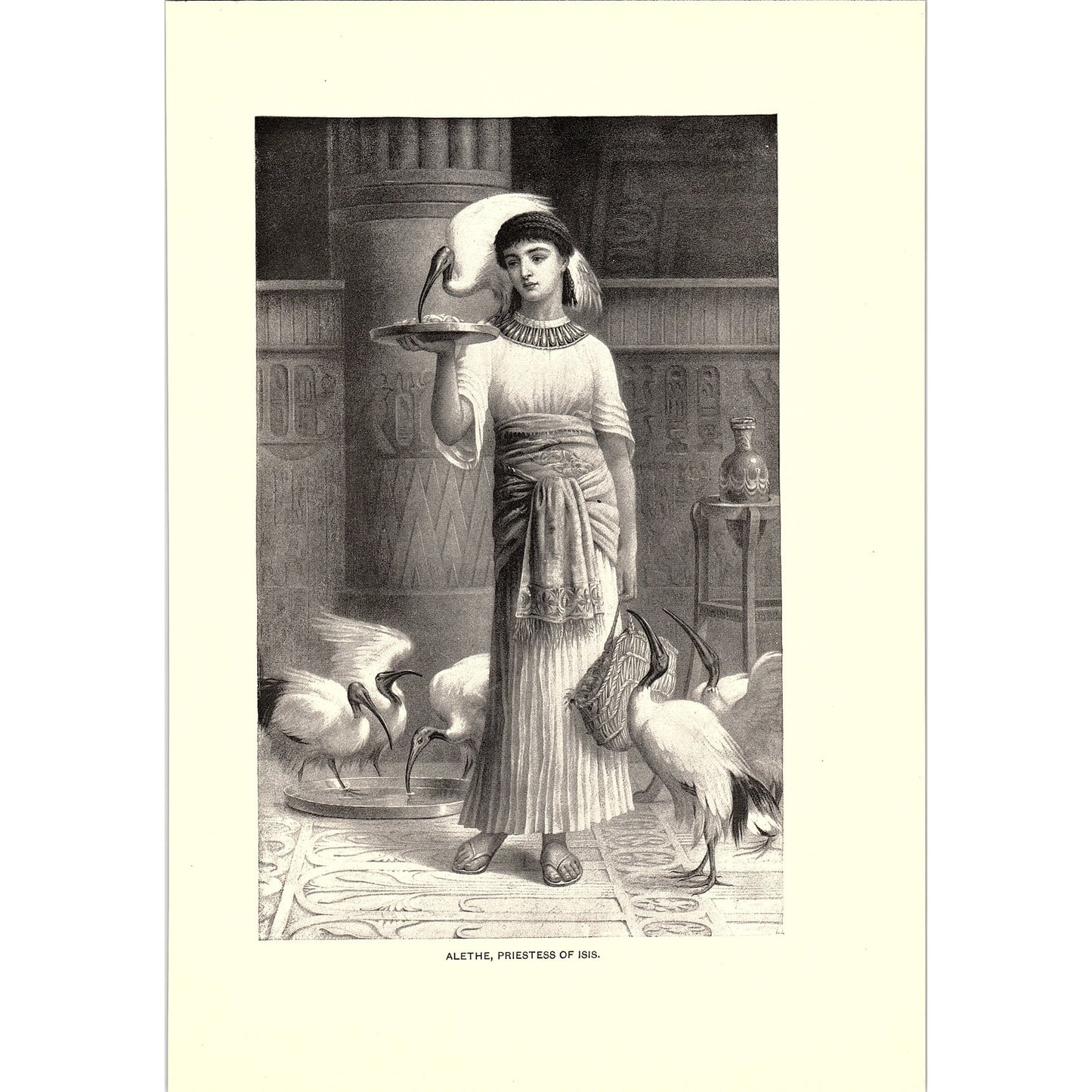 Alethe, Priestess of Isis - Edwin Long 1902 Original Engraving Art Print V14-6