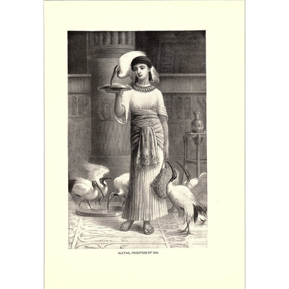 Alethe, Priestess of Isis - Edwin Long 1902 Original Engraving Art Print V14-6