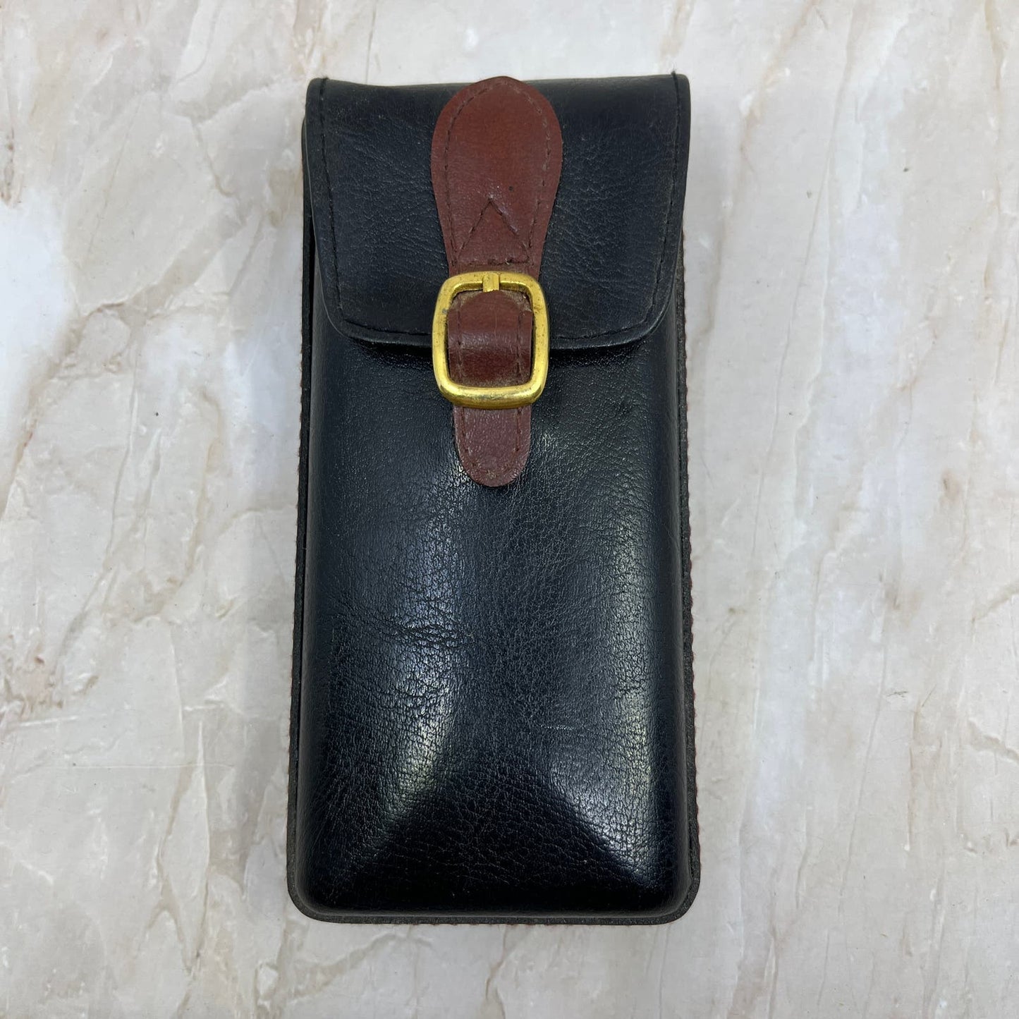 Brown and Black Leather Eyeglasses Glasses Case TE9