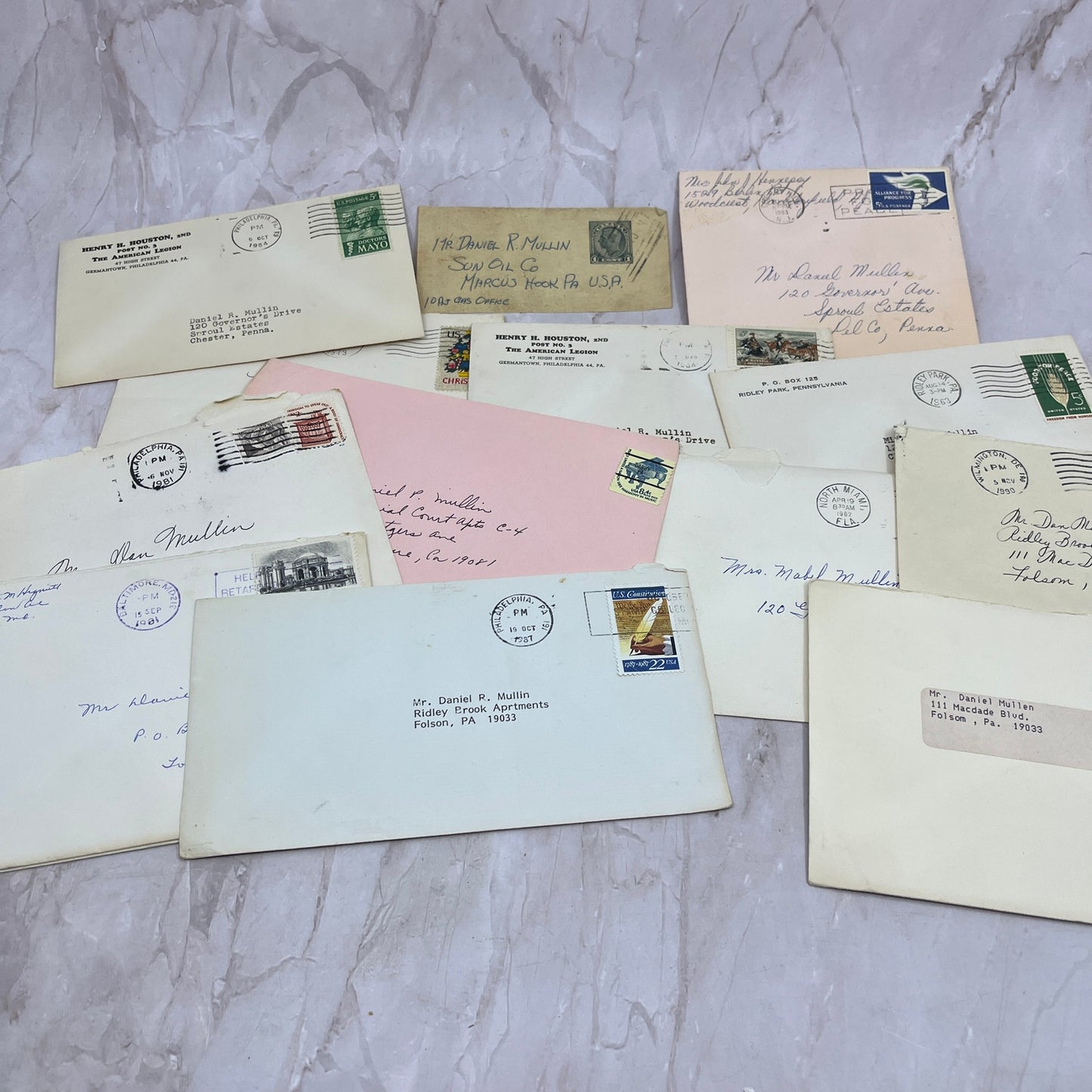 1960-80s Lot Daniel & Mabel Mullin Philadelphia Postal Cover Envelopes TG7-EB4