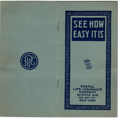 Vintage c1930 Postal Life Ins Company NY Info Booklet TH2-O2