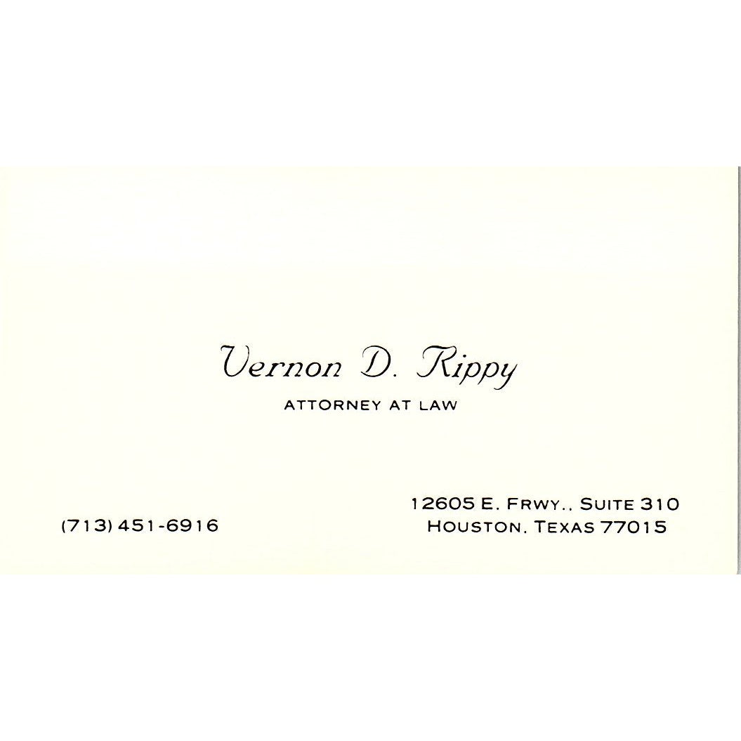 Vernon D Rippy Attorney Houston Vintage Business Card SE3-B12
