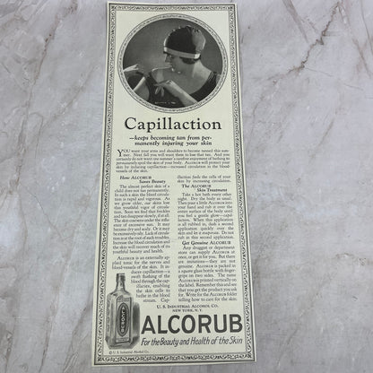 Alcorub Skin Care Capillaction US Industrial Alcohol Co 1924 Magazine Ad FL6-11